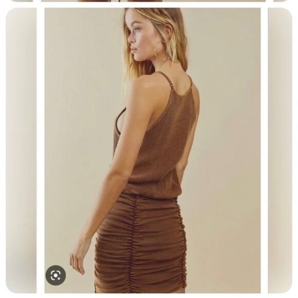 FREE PEOPLE FP ONE Katya Thermal Ruched Mini Dress SZ M NWT Coca Cola - Picture 12 of 12